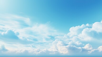 Blue sky with clouds. Beauty clear cloudy in sunshine calm bright winter air background.