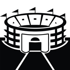Vector large capacity stadium icon sign, Isolated large amount of seating for sporting fans, people attending  arena design.