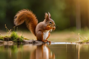 Obraz premium squirrel eating nut