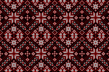 Seamless pattern of Ukrainian ornament in ethnic style, identity, vyshyvanka, embroidery for print clothes, websites, banners, poster. Vector illustration background