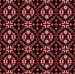 Vector illustration of Ukrainian ornament in ethnic style, identity, vyshyvanka, embroidery for print clothes, websites, banners. Background. Geometric design, border, copy space, frame