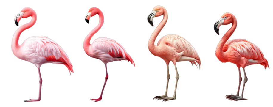 set of flamingo birds  isolated on a transparent background, PNG flamingo birds  .