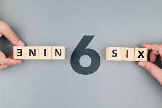 Six or Nine, different answers from the perspective and point of view, opposite view from above shot