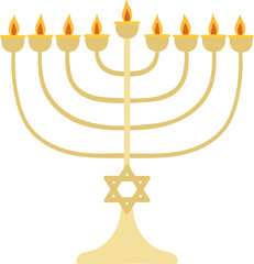 Hanukkah. Golden oil menorah with Star of David.