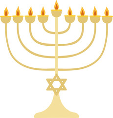 Hanukkah. Golden oil menorah with Star of David.