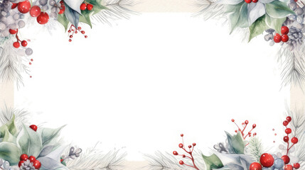 A gracefully decorated Christmas frame, left blank intentionally to allow you to insert your custom text, offering an elegant and versatile solution for personalizing your festive greetings or message - obrazy, fototapety, plakaty