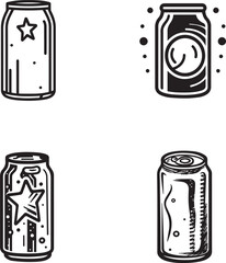 set of beer cane vector logo style illustration modern minimal line art collection pack