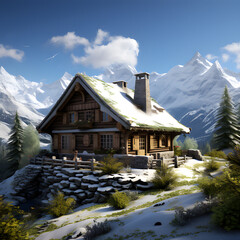 mountain house in the mountains
