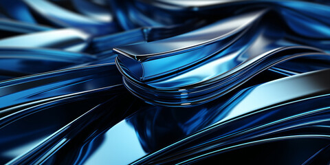 Schöner abstrakter futuristischer Hintergrund in  blau leuchtenden Farben für Webdesign und Drucksachen als Vorlage im Querformat für Banner, ai generativ