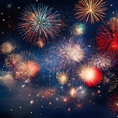 Naklejka premium View of colorful fireworks.AI generated.