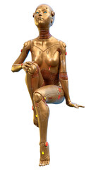 3D Rendering Female Robot on White