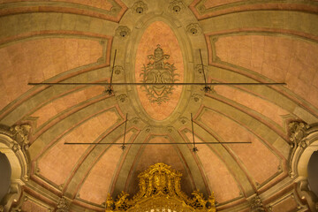 Interior of the Medieval Clerigos Church in Porto, Portugal. 