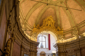 Interior of the Medieval Clerigos Church in Porto, Portugal. 