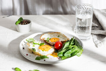 Healthy breakfast with eggs and vegetables