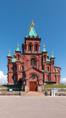 Fototapeta na wymiar Uspenski Cathedral in Helsinki, Finland. The largest Greek Orthodox church in Western Europe.