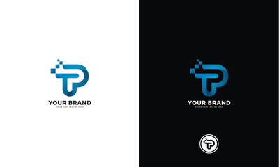 Technology pt letter logo, vector graphic design - obrazy, fototapety, plakaty