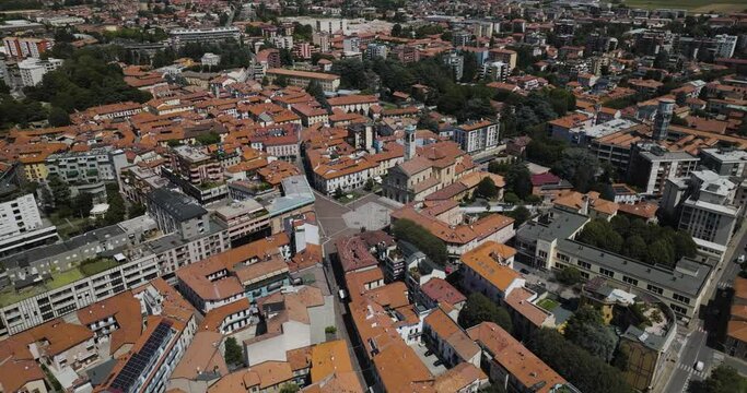 Aerial view of Saronno, a small town in Lombardy region, Varese, Italy.