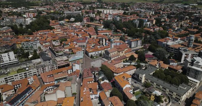 Aerial view of Saronno, a small town in Lombardy region, Varese, Italy.