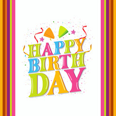 Happy birthday lettering vector design for birthday celebration, greeting card and invitation card.