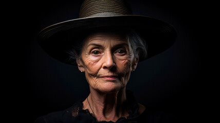 Portr&auml;t einer Lady im Hut. Generiert mit KI