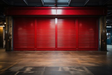 Roller door security door or security shutter with automatic system. Generative AI. - obrazy, fototapety, plakaty