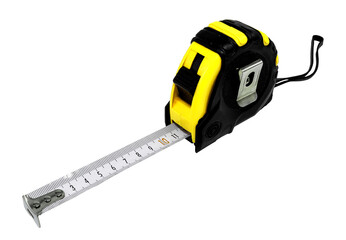 Construction measuring tape on a white background. Roulette