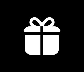 Gift icon. Vector gift box symbol. Birthday present, Christmas gift icon. White gift box icon.