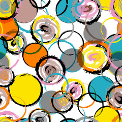 seamless background pattern, with circles, strokes and splashes - 644513904