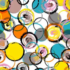 Gordijnen seamless background pattern, with circles, strokes and splashes © Kirsten Hinte