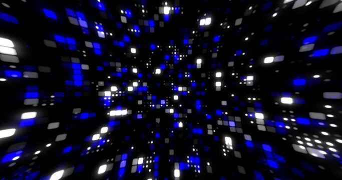 Abstract data and technology background. Digital animated dot and cube. random changing colors and flickering dots