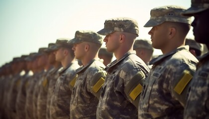 Fototapeta premium soldiers are standing during the Armed Forces Day is a national holiday