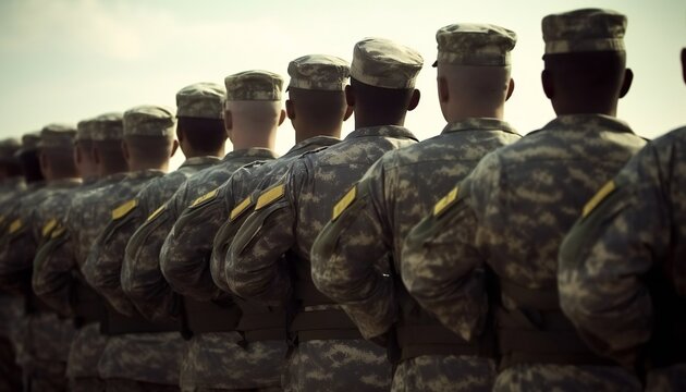 soldiers are standing during the Armed Forces Day is a national holiday