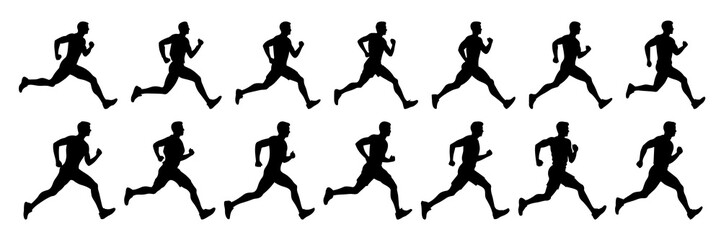 Runner  silhouettes set, large pack of vector silhouette design, isolated white background