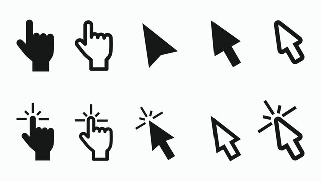 Cursor Pointer Icon and Symbol Vector Pack Editable Asset.eps