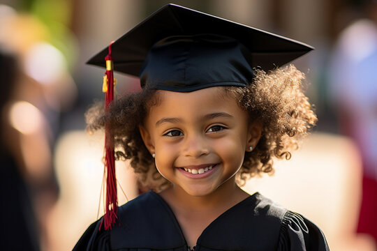 Generative AI picture of a charming beautiful happy girl graduating student celebrating school graduation