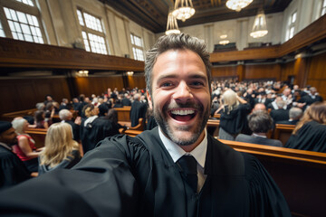 Woman man person judge in courtroom Generative AI picture modern technology