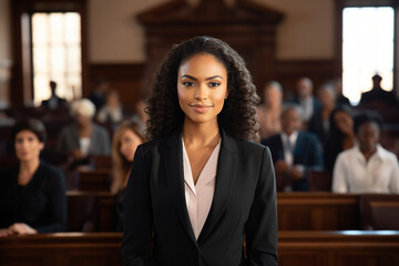 Woman man person judge in courtroom Generative AI picture modern technology