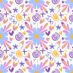 Naklejka premium seamless floral pattern blue violet colors on white background 
