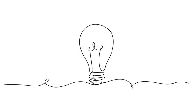  continuos lineart or one line a light bulb withvector illustration, creativity idea and technology concept. Editable stroke vector illustration