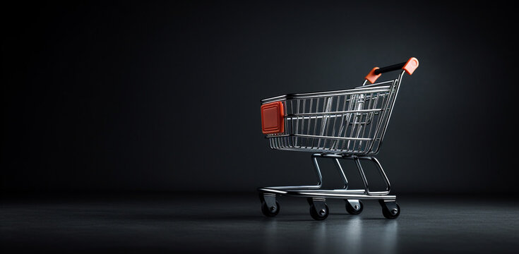 shopping cart on black wall. black friday concept