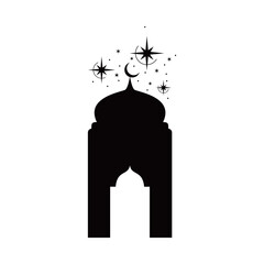 mosque silhouette design. Islamic architecture decoration.