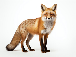 Fototapeta premium A red fox stood on a white studio background