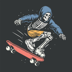 Skeleton riding skateboard  vector Stock Illustration Design