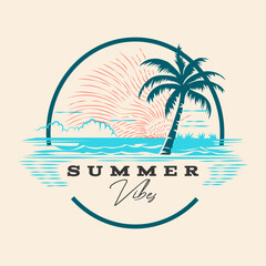 Obraz premium Summer Vibes Logo vector Stock Illustration Design