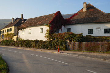 sunset old village in europe
