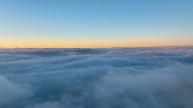 Aerial view of a foggy sunset from Signal Hill, Cape Town, South Africa.