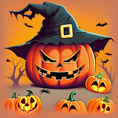 halloween background with pumpkin