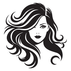 illustration of women short hair style icon, logo women face on white background, vector