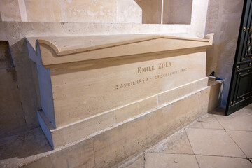 The Tomb of Emile Zola in the crypt of Pantheon in Paris, France