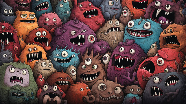Curvy monsters drawn by heavy marker, seamless detail.
Modified Ai generative image.